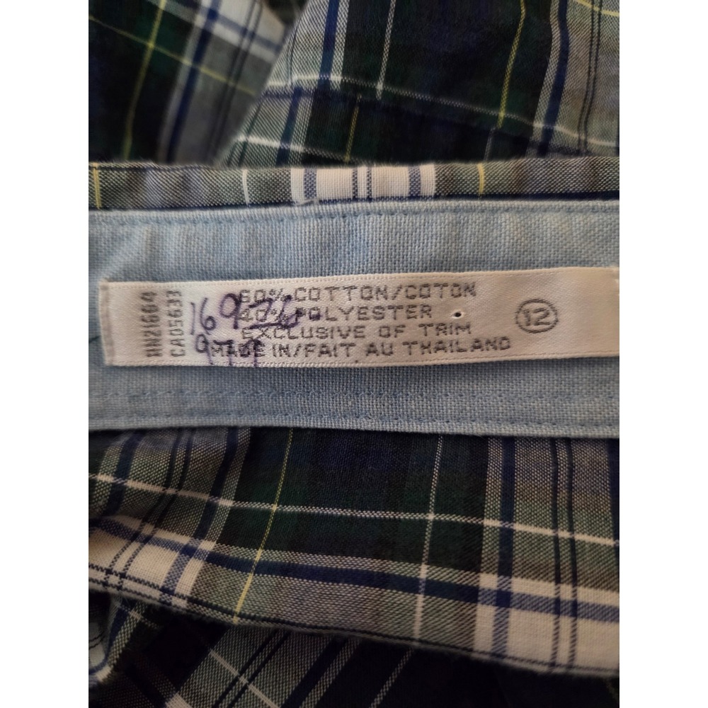 FOXCROFT button up blouse Women's size 12 Plaid Blue Green long sleeve Flip cuff - Picture 5 of 9
